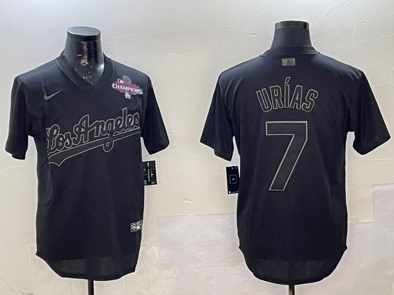 Men Los Angeles Dodgers #7 Urias Black Throwback Game 2025 Nike MLB Jersey style 02253